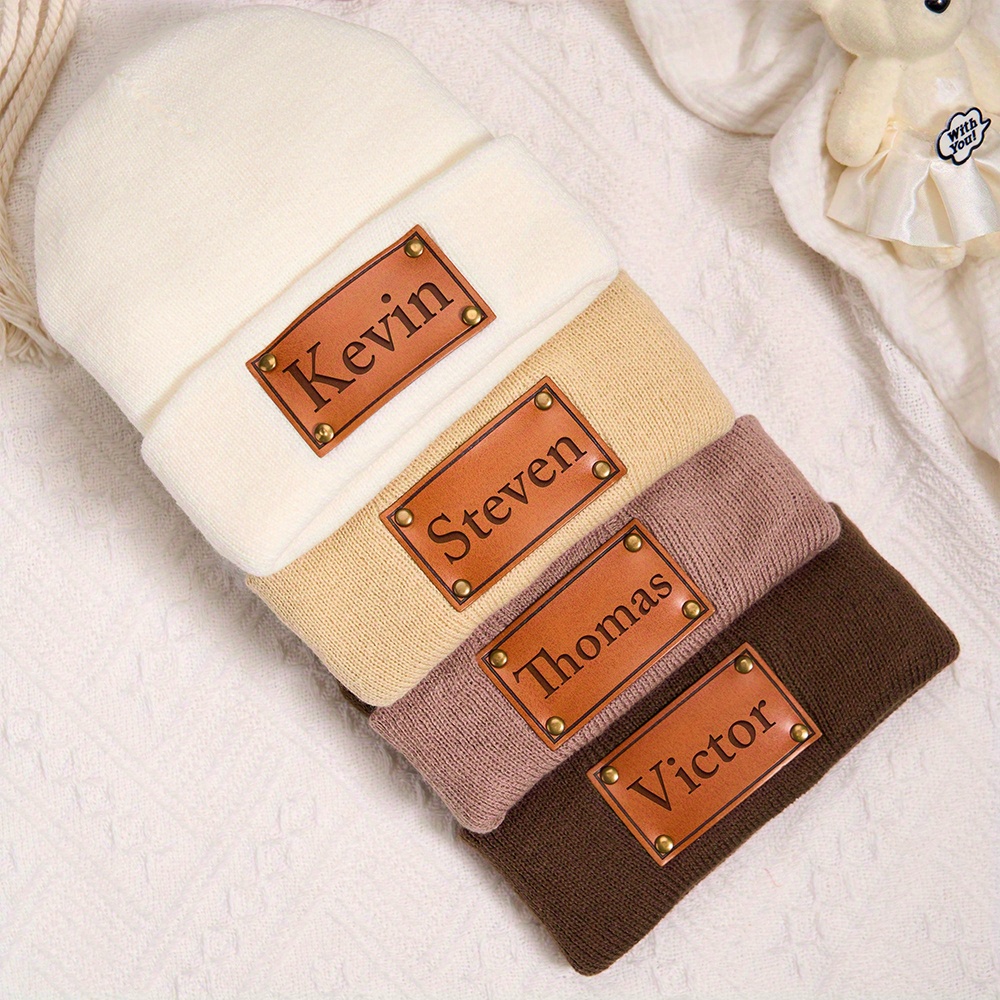 Bonnet en cuir personnalisé av - Beanie Cuffed Knit avis et prix